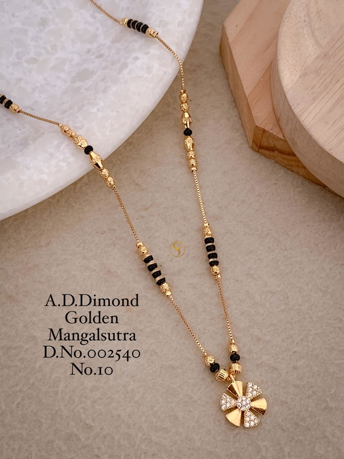 15 AD Diamond Daily Wear Golden Mangalsutra Wholesale Price In Surat
